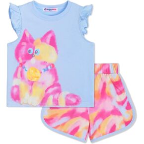 WELAKEN Girls Summer Outfits Cotton Ruffle Top and Shorts Set