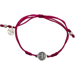 My Saint My Hero Breathe Blessing Bracelet - Silver-Plated Medal on Merlot Hand-Woven Cord