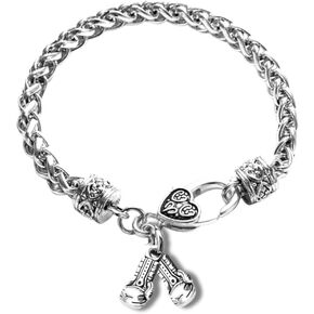 Sportybella Boxing Bracelet, Boxing Gifts, Silver Rope Chain Bracelet with Boxer Glove Charm, Boxing Lover Gift, Boxing Fight Fan Gifts