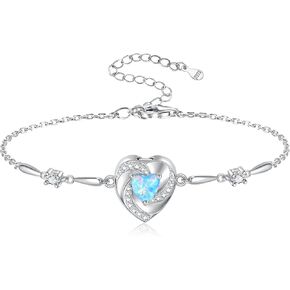 Opal Heart Ashes Urn Bracelet for Women 925 Sterling Silver Cremation Jewelry Memorial Gifts