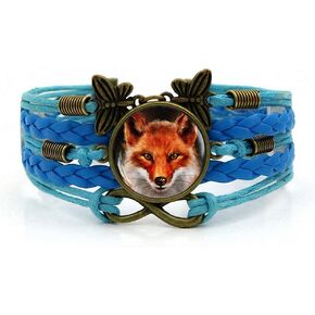 Creativity Handmade Leathers Braided Bracelet Red Fox Cabochon Bracelet Wristband Bracelet in Kuwait