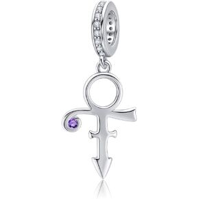 Prince Symbol Charm Sterling Silver Prince Charm for Bracelet Necklace Jewelry Gifts for Princes Fans Silver Balck