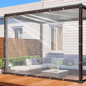 Clear Tarp - Heavy Duty Waterproof 8x10FT Plastic Tarps with Grommets Clear Vinyl Tarps for Outdoor Porches Transparent Tarpaulin for Patio Enclosure Roofs Greenhouse Plant Chicken Coop Cover in Kuwait