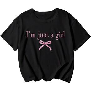 TweatyRocks Girl's Heart Letter Graphic Tees قصيرة الأكمام