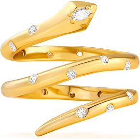 Cicy Bell 18k Gold Plated Snake Rings for Women Marquise Cubic Zirconia Retro Animal Statement Rings Trendy Jewelry