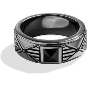 Zoneyli Star Wars ™ Fine Jewelry Dark Armor Men's Ring 1/7 Ct.tw. Black Diamonds Onyx Silver مع روديوم أسود