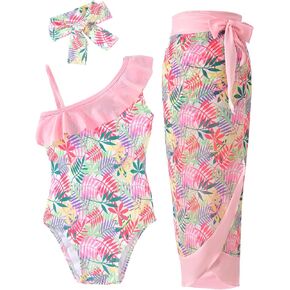 Hintina Toddler Girl One Piece Swimsuit مع التستر على تنورة السباحة بدلة السباحة 2-7y