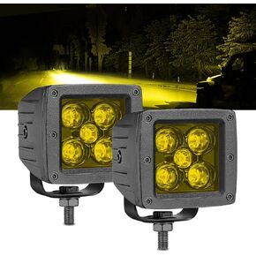 قرون Amber LED ، إضاءة RFROAD 2PCS 3inch 100W أضواء الضباب الأصفر بقعة مربعة بقعة LED مكعبات لالتقاط الشاحن