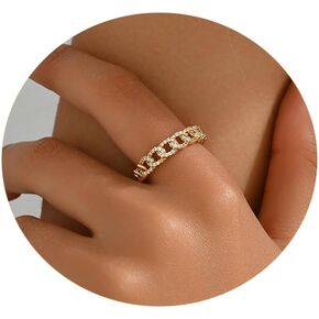 حلقات زركونيا مكعب من الذهب 18K للنساء غير القابلة للتكديس القابلة للتكديس CZ Cross Star Clover Leaf Open Ring Beaternity Band Rings Jewelry