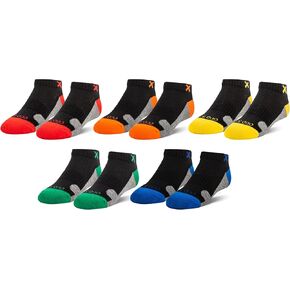 Odd Sox Basix ، جوارب كاحل الأطفال الرياضية ، راحة منخفضة 3 بلوك متعدد الألوان 5 حزمة العمر 7-10