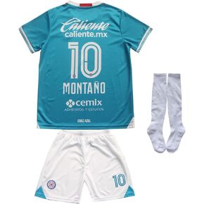 Cruz Azul Montano #10 Youth Sportswear Kids Home Soccer Jersey/Shorts Football Socks Set