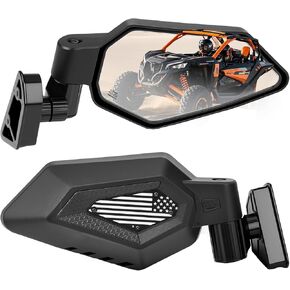 KEMIMOTO X3 Side Mirrors, Spring Back Feature Allows Automatic Reset After Fold Side View Mirrors Compatible with 2017-2025 Can Am Maverick X3 & Max RS DS Turbo RR US Flag Pattern