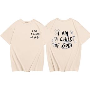KEEVICI Cute I Am A Child of God Shirt Girls Graphic Tees Christian T Shirts for Kids Jesus Religious Faith Cotton Summer Top in Kuwait