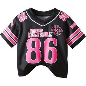 SHENHE Toddler Girl's Jersey Shirt Graphic Number Print Sports Football Jersey Short Sleeve Tee Top