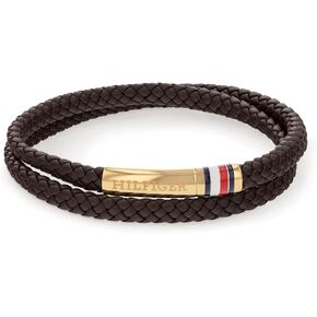 Tommy Hilfiger Mens Jewelry - سوار جلدي مزدوج للرجال - قابل للتعديل/التحجيم الذاتي - الإغلاق المغناطيسي - 190 مم - هدايا كلاسيكية وغير رسمية للرجال
