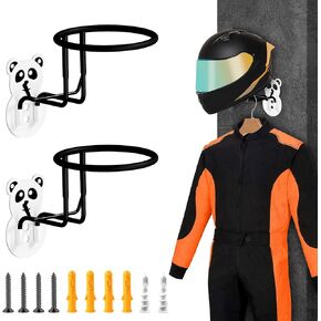 Motorcycle Helmet Holder Wall Mount, 2 Pack Helmet Rack with Hook for Coats, Caps, Balls, Motorcycle Accessories, Maximum Load 88 Lbs