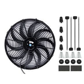 Universal 12 Inch Electric Radiator Fan 12" Cooling Slim Fans 12 V Push/Pull DC Wide S-Curved + Mounting Kit