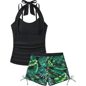 Girls Tankini Swimsuit 2 Piece Halterneck Bathing Suit for Teens Size 7-16