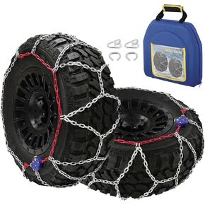 SCITOO Snow Chains For Car Pickup Trucks SUV,Universal Emergency Tire Traction Chain,Anti-Skid Thickening Tire Chains Width 255 265 275 285 305 315mm(16" 17" 18" 19" 20" 21")- Set of 2