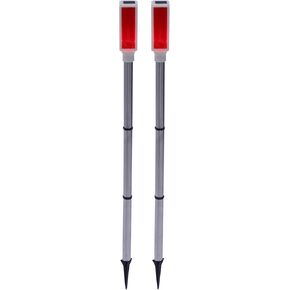 DOITOOL 2 Pcs Driveway Markers Solar Powered Driveway Reflectors on Poles Reflective Red Landscape Reflectors Marker Lights for Snow Road Yard Outdoor Parking