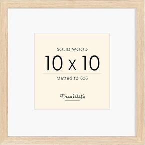 10x10 إطار صورة مصنوع من الخشب الصلب ، عرض 6 × 6 مع حصيرة أو صورة 10 × 10 بدون حصيرة ، 10 × 10 إطار صورة خشبي طبيعي مع شاشة تصاعد من طاولة أو طاولة أو جدار