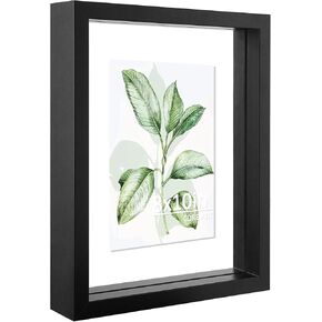 Core Art 8x10 إطار الصورة العائمة ، إطار عائم مزدوج للضفيرة لصور 5 × 7،4x6 ، شاشة الجدار أو الطاولة ، أسود