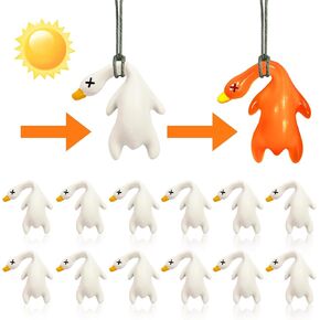 12pc Duck Car Accessories, Car Color Changing Roast Duck Creative Pendant, Cute Duck Creative Interior Decoration, UV Temperature Reminder, Suitable for Cars, Bicycles, Indoor and Outdoor Pendant