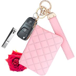 Wristlet Keychain for Women Leather Wallet Bracelet Car Key Chain Mini Coin Purse Wrist Chain for Wallets
