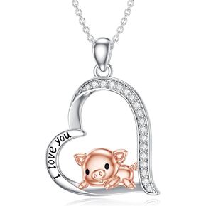 Lonago Pig Necklace Pig Heart Netclace Netclace Gift for Women