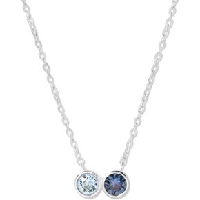 EVE'S ADDICTION Women's Personalized Sterling Silver Two Birthstone Necklace, 16" Chain - CZ Bezel Set - Family Necklace for New Mom - Gifts for Mom