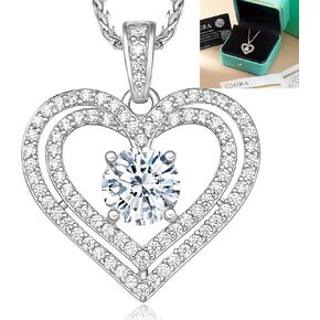 Moissanite Heart Pendant Necklace 18K Gold Plated 925 Sterling Silver D Color VVS1 Clarity 18to20 Inch Ideal Gift for Wife Girlfriend Mom Daughter Anniversary Birthday Mothers Day