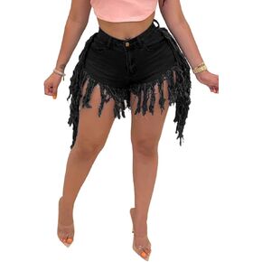 Jean Shorts for Women Frayed Raw Hem Ripped High Waisted Summer Denim Shorts