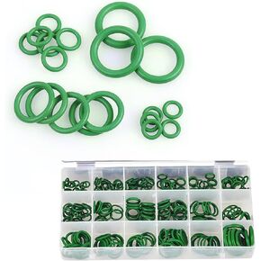 270 PCS Car O-Ring Seal Classification Combination Kit, Multi-Purpose High Temperature Resistant Stretch Resistance Rubber Air Conditioning Compressor Fixed Gasket, Suitable for Cars (Green)