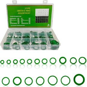 270 pcs o طقم تشويش ، سيارة طعمة طوقا حلقات ، حلقات طوقا ، ضاغط مكيف الهواء ، حشية O-Rings مجموعة لإصلاح السيارات ، والسباكة ، والهواء أو الاتصالات الغازية (الأخضر)