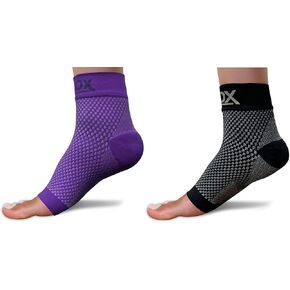 SB Sox - 2 أزواج الجوارب ضغط التهاب اللفافة (الأرجواني ، المتوسط ​​+ الأسود ، المتوسط)