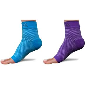 SB SOX - 2 Pairs Plantar Fasciitis Compression Socks (Blue, Medium + Purple, Medium)