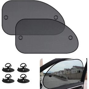 2 PCS WINDA WINDOW SUND SUNT مع كوب شفط ، 26 بوصة × 15 بوصة أغطية نافذة المركبة ، إكسسوارات حماة حرارية للنافذة العالمية لسيارة شاحنة سيارات الدفع الرباعي (أسود)