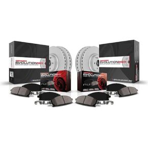 Power Stop KOE6050 Autospecialty Front and Rear Replacement Brake Kit-OE Brake Rotors & Ceramic Brake Pads and 2 Front & 2 Rear Sensor Wires