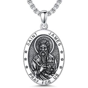 قلادة Seiyang Saint 925 Sterling Silver Patron Medal Jewelry للرجال نساء (مع صندوق هدايا)