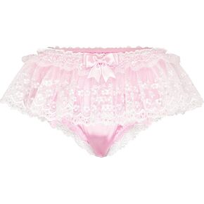 Satini Sissy Vintage Tulle Lace Knickers Briefs Lingerie Underwear Panties