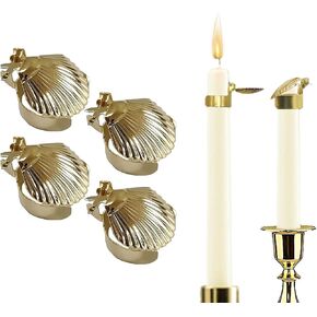 4pcs Candle Snuffer, Automatic Fire Extinguishing Candle Snuffer Clip On Kit, Candle Safety Guard, Wick Flame Snuffer for Putting Out Candle,Candle Accessories- 4 Pcs (Scallop)