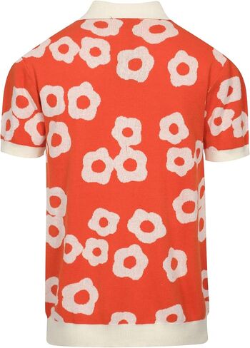 OXKNIT Mens Vintage Polo Shirts Casual Flower Pattern Knit Golf Polo Shirts Short Sleeve Jacquard Design in Kuwait