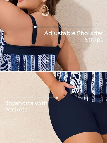 الصيف Mae Blouson Plus Size Women's Tankini Swimsuits Tummy Control Modest 2025 اثنين in Saudi Arabia