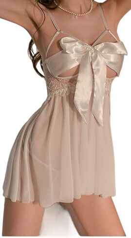 Women's Sexy Body Ribbon Unwrap Me Babydoll -Valentines Day Gift for Him Lingerie Set - Sexy Lingerie for Women in Saudi Arabia