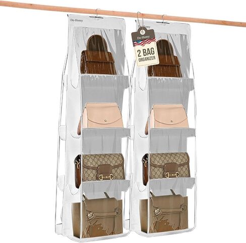 2-Pack handbag organizers and storage purse organizer closet organizer purse hanger organizer handbag storage bag organizer Thicken Metal Hooks (White, Large) in Saudi Arabia