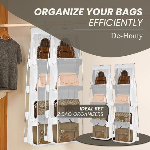 2-Pack handbag organizers and storage purse organizer closet organizer purse hanger organizer handbag storage bag organizer Thicken Metal Hooks (White, Large) in Saudi Arabia