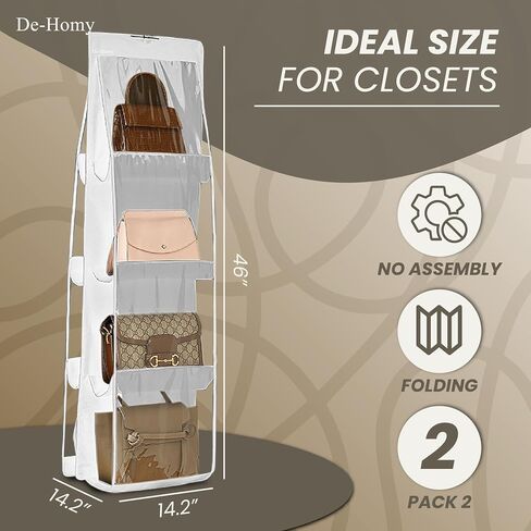 2-Pack handbag organizers and storage purse organizer closet organizer purse hanger organizer handbag storage bag organizer Thicken Metal Hooks (White, Large) in Saudi Arabia