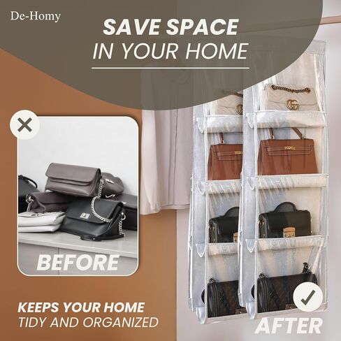 2-Pack handbag organizers and storage purse organizer closet organizer purse hanger organizer handbag storage bag organizer Thicken Metal Hooks (White, Large) in Saudi Arabia