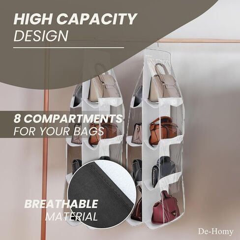 2-Pack handbag organizers and storage purse organizer closet organizer purse hanger organizer handbag storage bag organizer Thicken Metal Hooks (White, Large) in Saudi Arabia