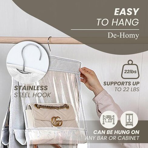 2-Pack handbag organizers and storage purse organizer closet organizer purse hanger organizer handbag storage bag organizer Thicken Metal Hooks (White, Large) in Saudi Arabia
